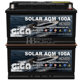 2 Bater�as Solar Nautica 12V 100 Amperios | Servicio y Arranque GIGA GN100-AGM